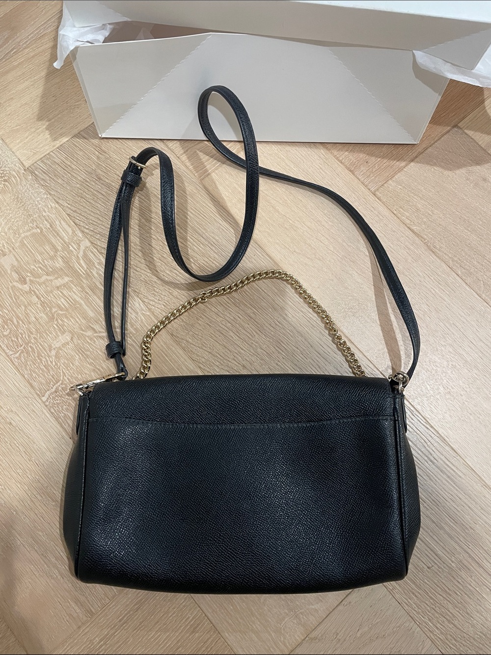 Coach Black Leather Crossbody with Turnlock and Chain Accent - Picture 4 of 13